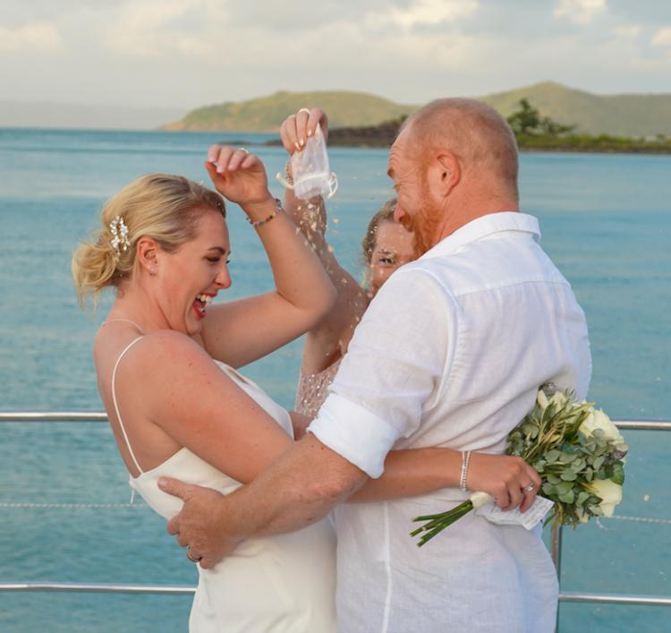 Whitsundays Wedding on a sailing catamaran